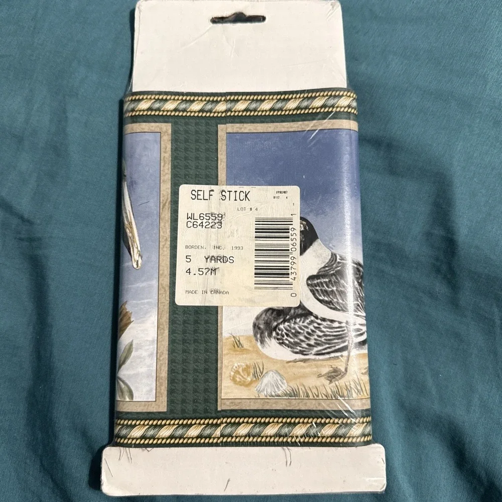 VTG Sunworthy Self Stick Removable Wallpaper Border Pelican Coastal 5 YD x 6.87